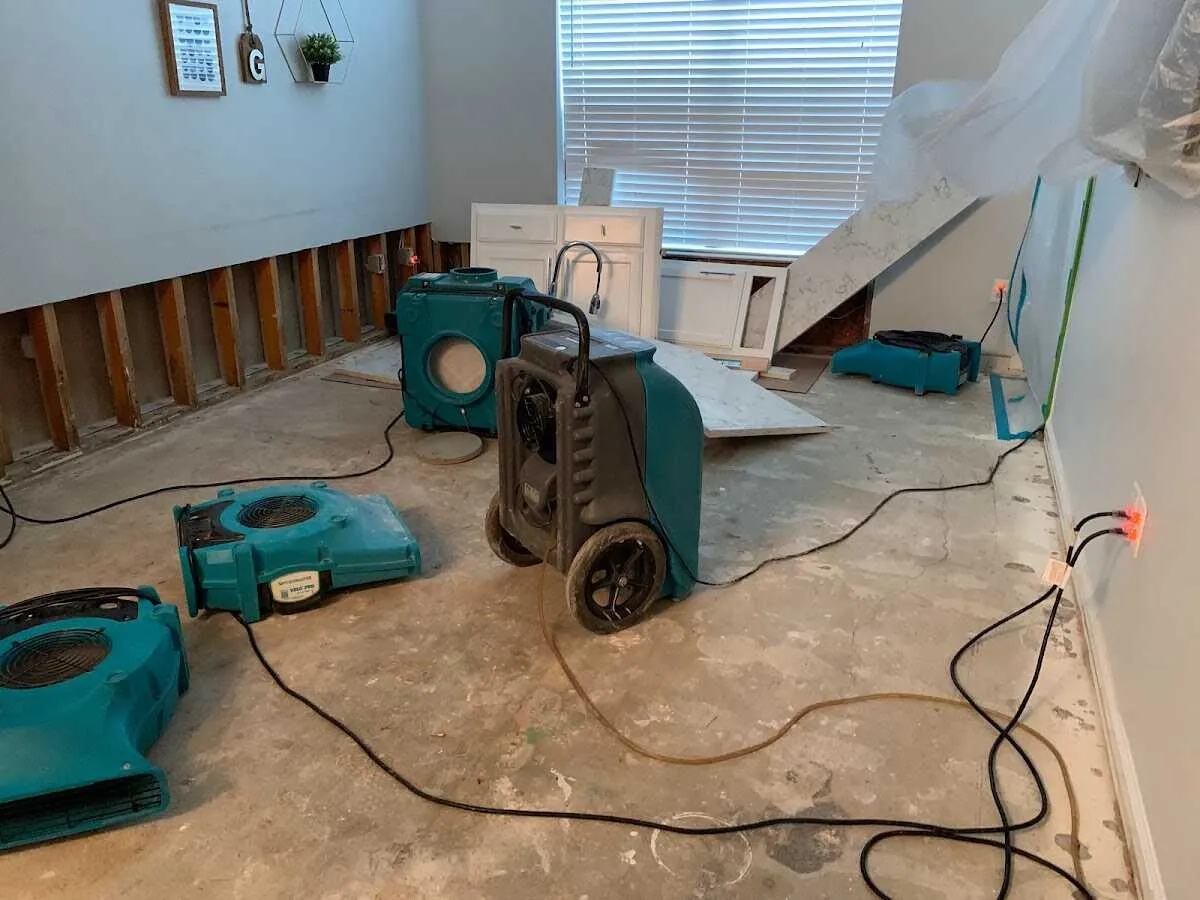 Dehumidifier in flood-cut room for Water Extraction & Removal in Keller